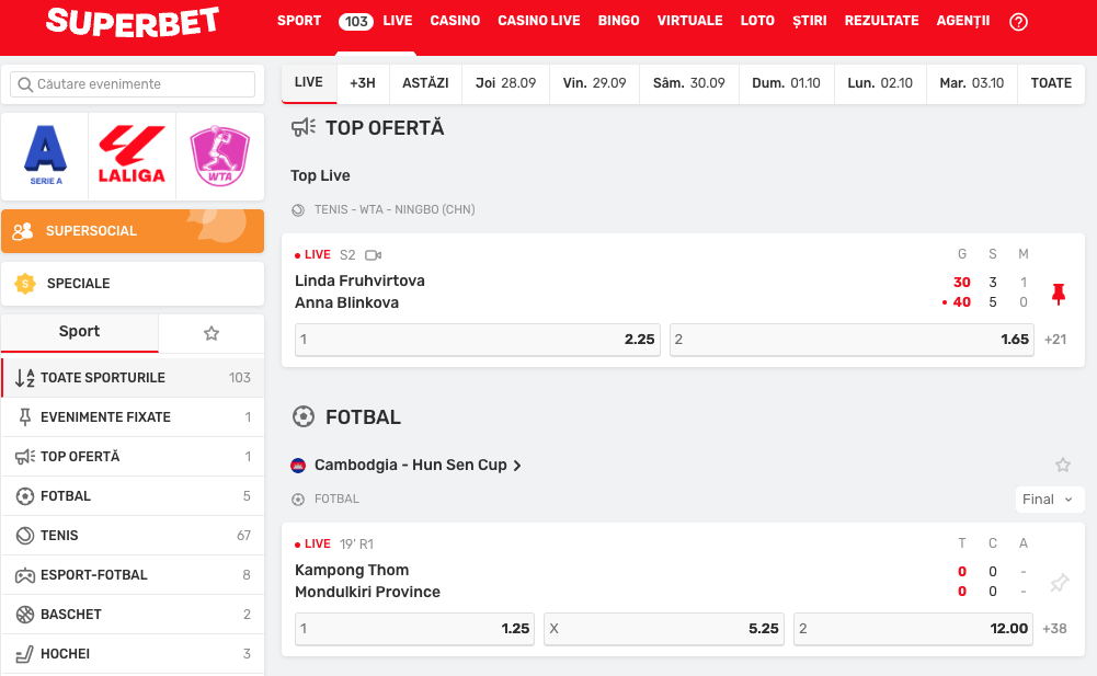 7 - Superbet élő fogadás