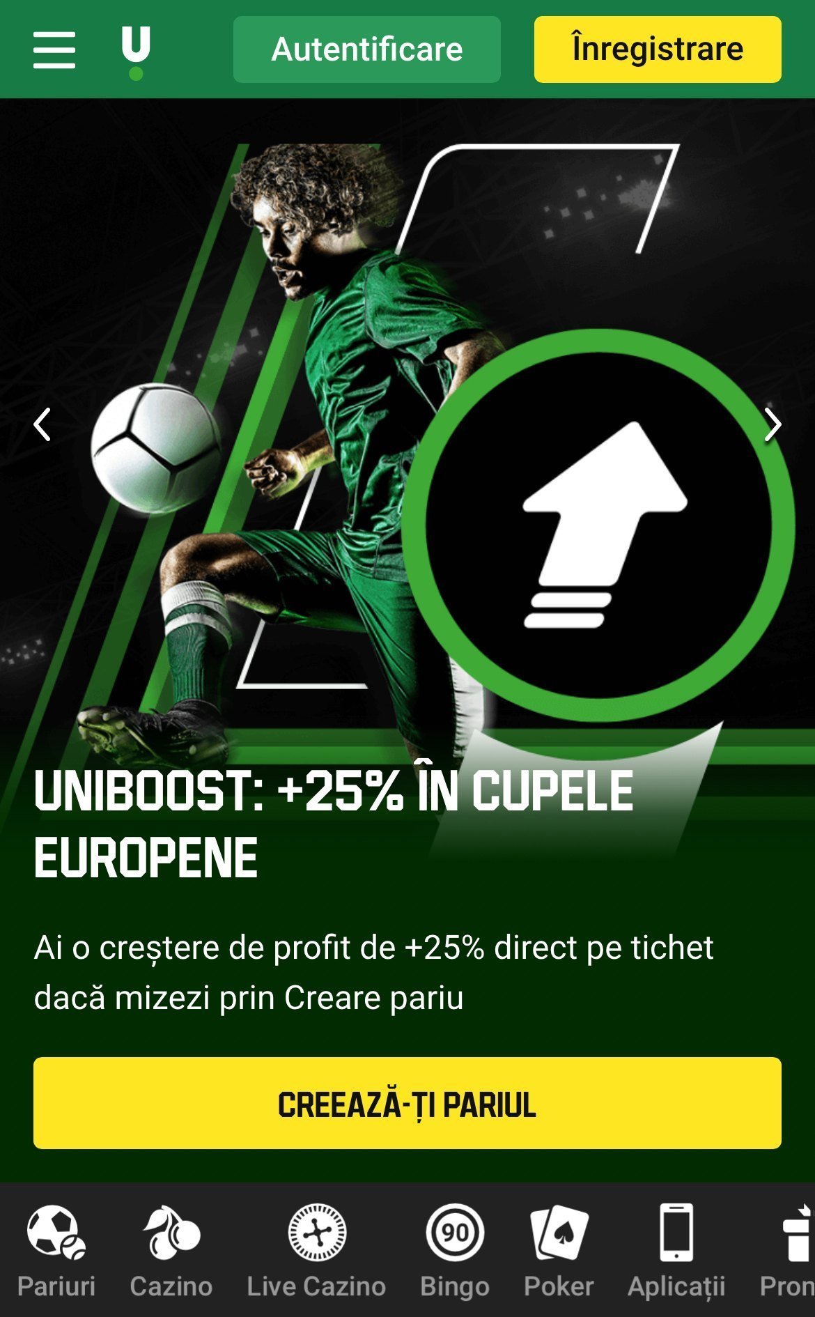 Aplicația Unibet pariuri sportive