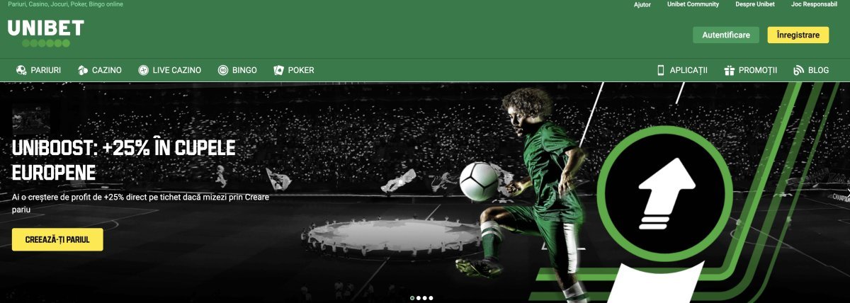 Unibet landing page Romania