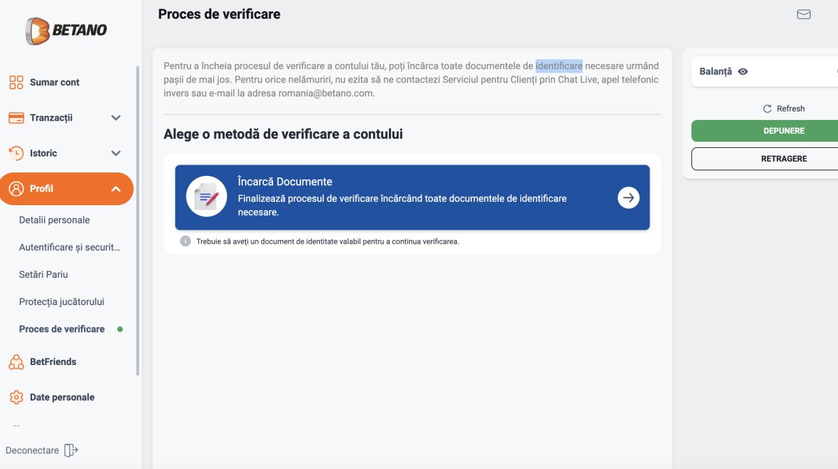 Procesul de verificare a identității la Betano 2023